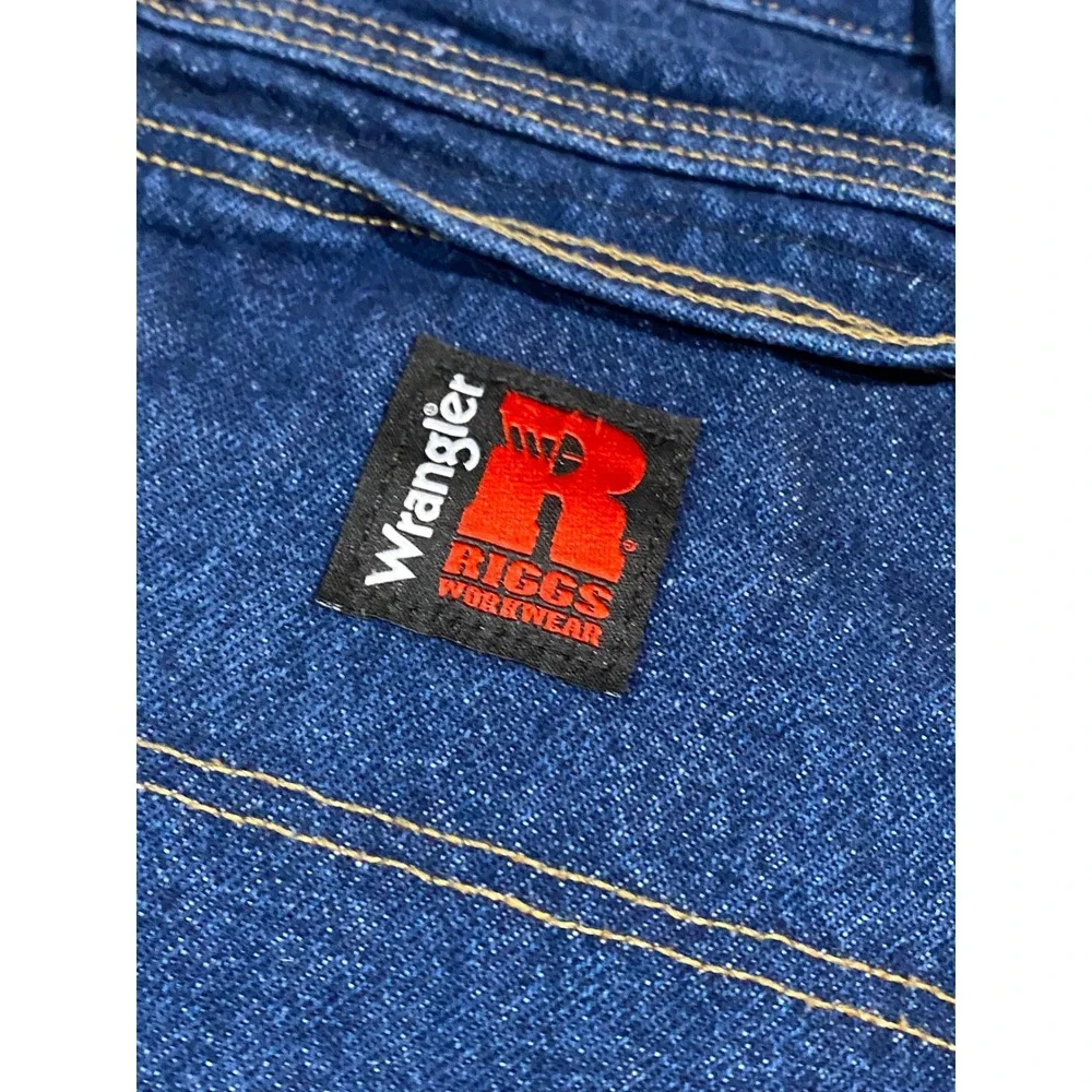 Wrangler Riggs Workwear Mens Blue Straight Leg Denim Jeans 3W050AI 42x34